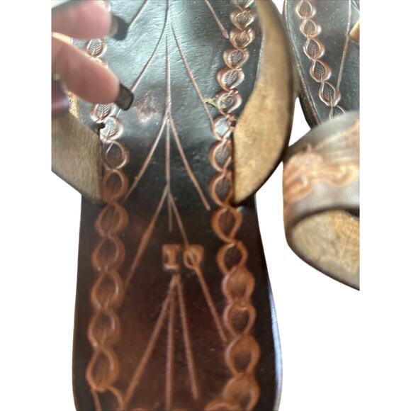 Real Leather Sandals Handmade Mexican Size 10 - Picture 3 of 5